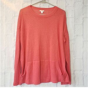 PURE JILL BY J. JILL Lightweight Crewneck Sweater Layering Travel Beach Medium